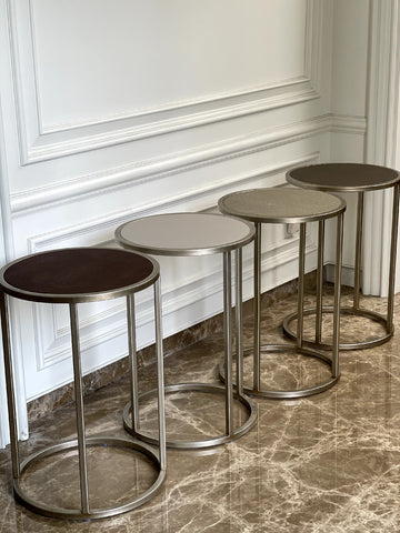 Circle Shagreen Brass Side Table